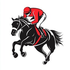 Vector Illustration of Silhouette of racing horse. Logo. Design icons. Equestrian sport. Jockey riding jumping horse. Poster. Sport. 