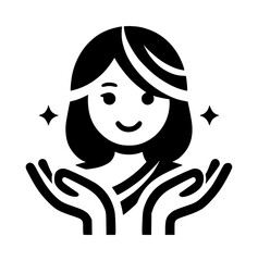 Obraz premium Minimalist Happy Woman Holding Hands Vector Logo