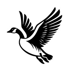 Flying Goose Bird Icon Logo Black Vector on White Background