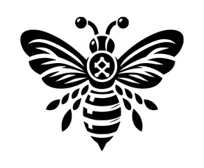 Minimal Bee Icon Black Vector Art on White Background