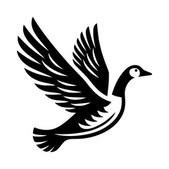 Obraz premium Simple Goose Silhouette Logo in Black Vector on White Background