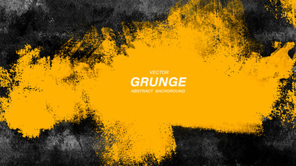 Yellow and black abstract grunge background with brushstroke textures