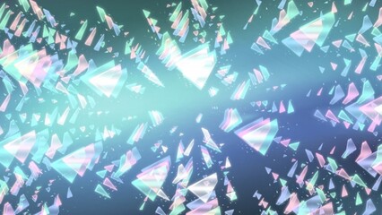 Abstract crystal explosion pastel shards glowing prism digital burst background.