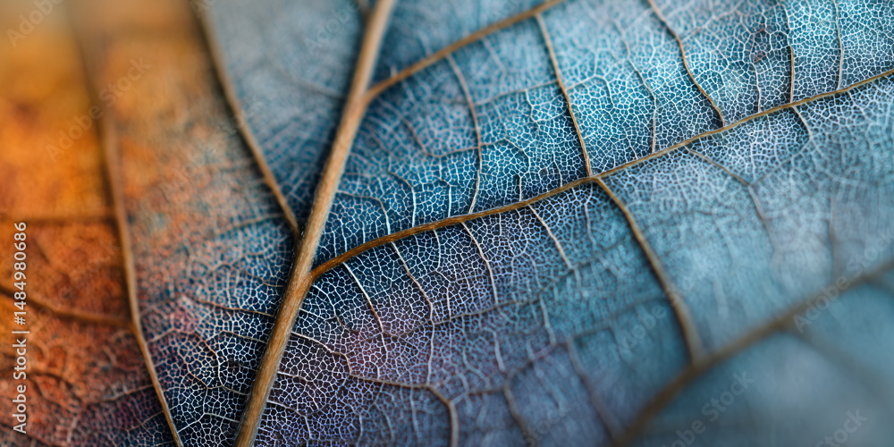 Aufkleber backlit natural dry leaf close up showing intricate veins. organic structure and texture detail. bio