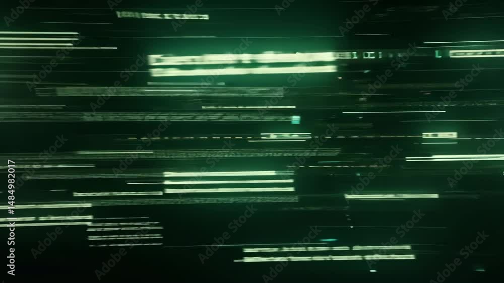 Poster abstract digital background with glowing lines and data streams in green tones
