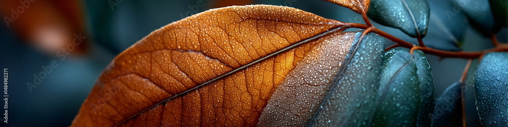 Aufkleber backlit natural dry leaf close up showing intricate veins. organic structure and texture detail. bio