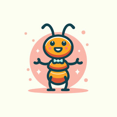 Ant Mascot cute cartoon vector illustration design for logo avatar character bug funny insect animal branding adorable colorful digital identity artwork joyful creative concept happy face modern