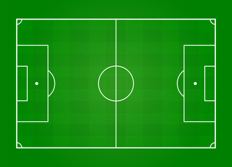 Football pitch. Football field. Top view of a standard soccer field with green grass and striped pattern