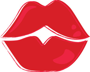 Glossy Red Lips Vector Illustration for Marketing