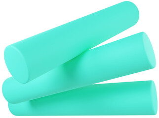 3D Green Playful colorful shape, creative graphic abstract form isolated clipart. Render of geometric modern y2k illustration