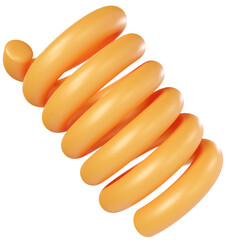 3D Orange Playful colorful shape, creative graphic abstract form isolated clipart. Render of geometric modern y2k illustration