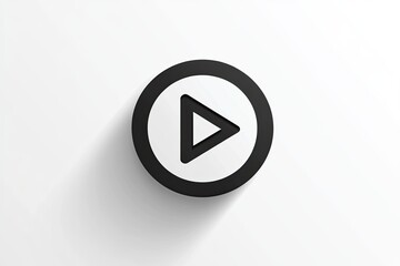 Play button icon.  Simple, circular, black play icon on white background.  Includes a subtle shadow effect
