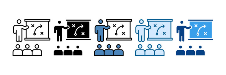 Coaching Strategies Icon Set Multiple Style Collection
