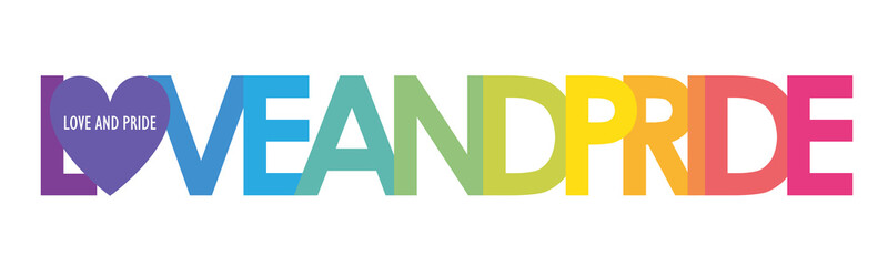 LOVE AND PRIDE typography banner on transparent background
