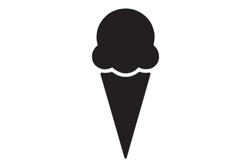 Simple black and white ice cream cone silhouette