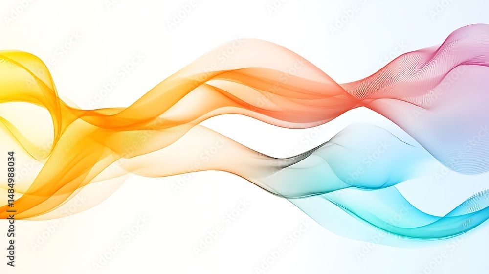 Poster abstract wavy lines blend of colors flowing on white background smooth gradient wave design with vib