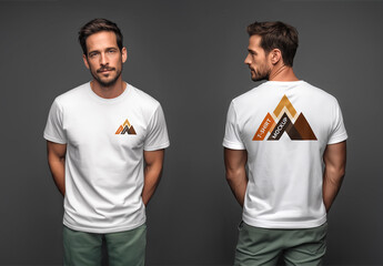 Front and Back Views of A Man Wearing A T-shirt Mockup 