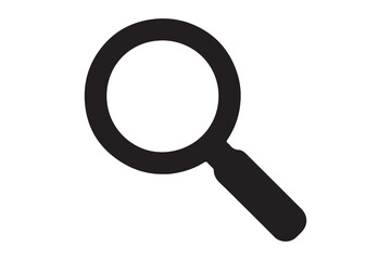 Simple Black Magnifying Glass Icon for Search or Investigation