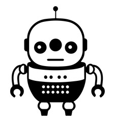 cartoon robot shape with neutral face and a black circle on the face vector illustration