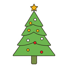 A festive Christmas tree silhouette adorned with ornaments and a star, capturing the joyful spirit and warm glow of the holiday season in a simple, elegant design.
