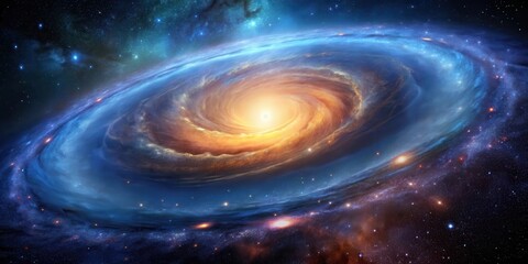 Obraz premium Swirling spiral galaxy with a luminous central core and an expansive nebula , Expanding Nebula, Nebula Expansion