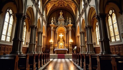 Fototapeta premium Ornate Benedictine church interior, altar detail , altar, faith, elegance