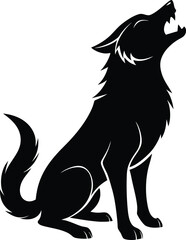 Silhouette of a Howling Wolf