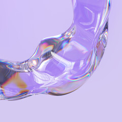 3d Glass abstract shape, futuristic modern illustration