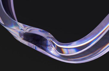 3d Glass abstract shape, futuristic modern illustration