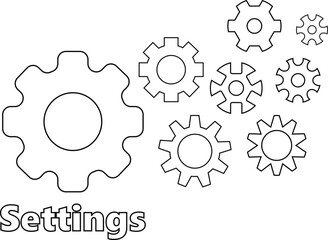 Setting icon set. Tools, cog, gear sign vector collection isolated on transparent background. Engineering horizontal technology and business symbol for web and app.