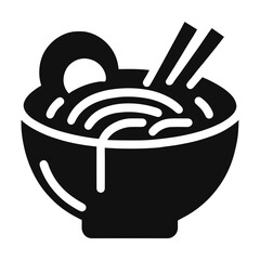 "Ramen Food Icon: A Vector Pictogram Highlighting A Bowl Of Noodles With Chopsticks, Blending Simplicity And Style For Authentic Culinary Representation."