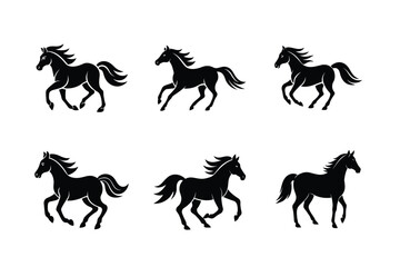 Naklejka premium black stallion standing profile silhouette