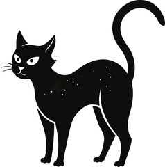 Black cat silhouette with stars for Halloween