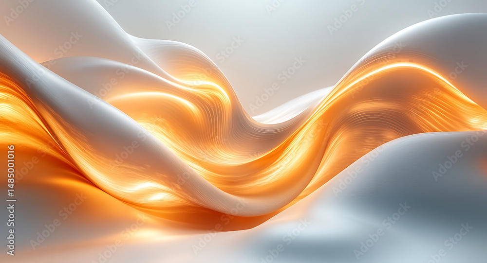 Poster abstract wavy silk fabric background with golden light smooth elegant flowing texture creates a luxu