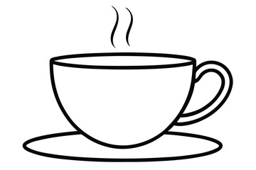 Simple Line Art Illustration of a Hot Beverage Cup and Saucer