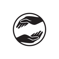 Two hands in holding position silhouette vector