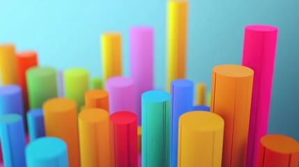 Abstract vibrant 3D render background with colorful cylinders and shap