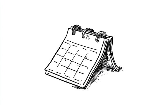 A simple, hand-drawn calendar.  Shows a two-page calendar, open to view the days