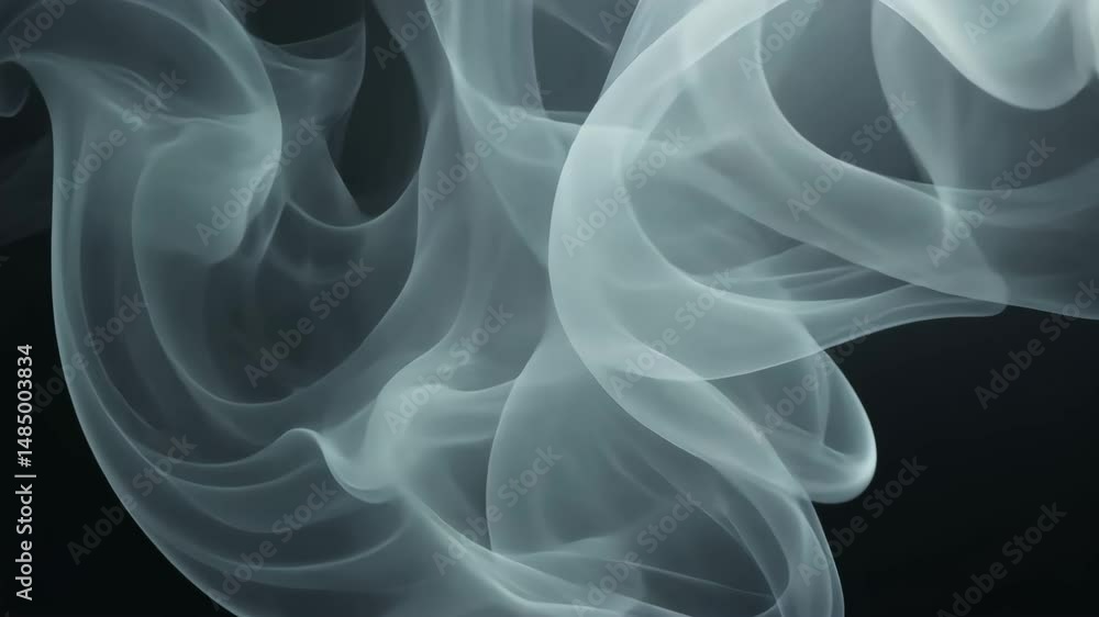 Poster ethereal smoke swirls with elegant patterns in soft light on a dark background