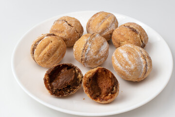 Sweet baked nuts with condensed.