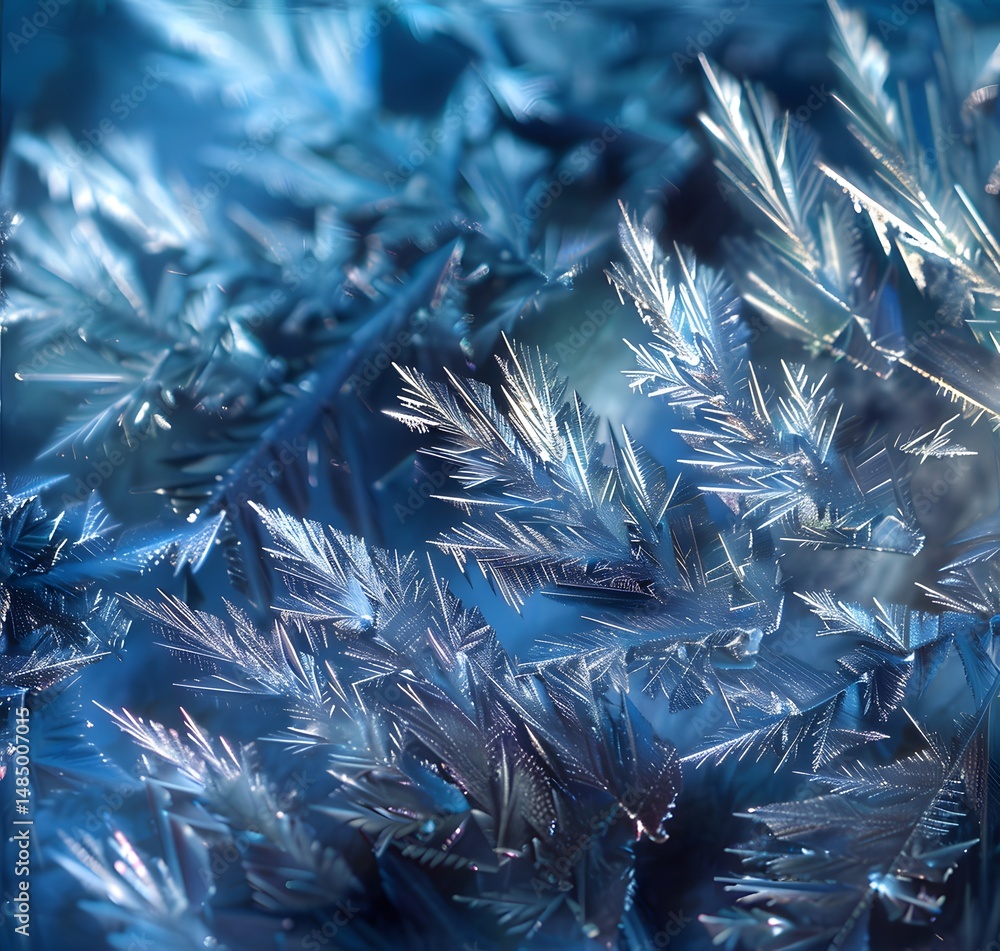 Poster icy web: abstract frost patterns forming a delicate network