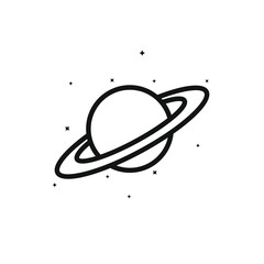 Cartoon lineart saturn planet vector clipart template