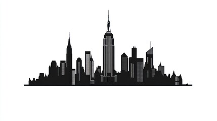 Obraz premium Illustration of a cityscape silhouette against a white background