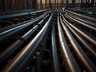 steel pipes in a factory