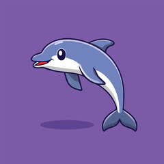 Cartoon Dolphin Jumping with Joy