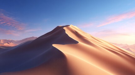 Golden Sand Dune at Sunset Desert Landscape