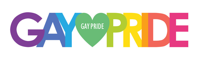 GAY PRIDE colorful typography banner with rainbow gradient on transparent background