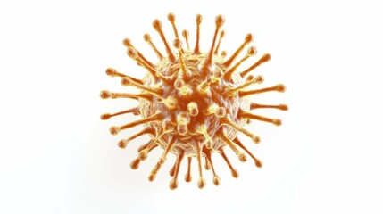 Obraz premium Microscopic view of virus on white background with spiky protrusions.