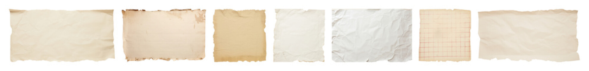 Fototapeta premium PNG Vintage paper textures collection, element set on transparent background