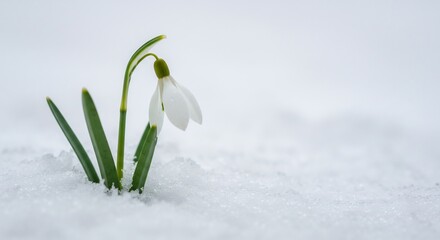 雪解けの静寂 可憐な雪の花 春の息吹. AI Generated